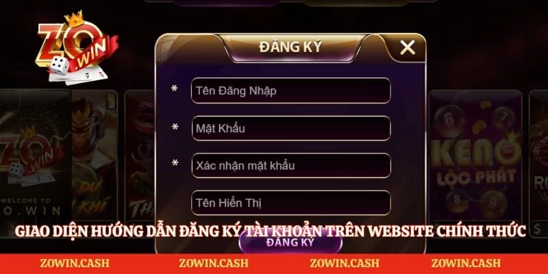 Giao diện hướng dẫn đăng ký tài khoản trên website chính thức
